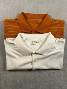 Nike Golf Men's Dri-FIT Polo Shirt - White / Orange Lot of 2 Size XL